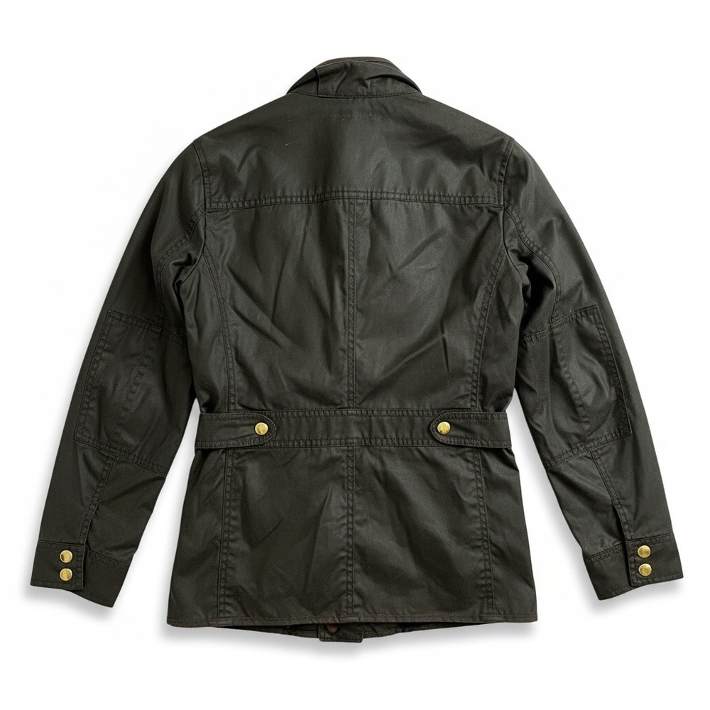 J.Crew XXS Olive Waxed Cotton Field Jacket Gold Snap Utility Coat - Picture 4 of 8